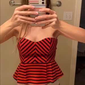 Strapless peplum top